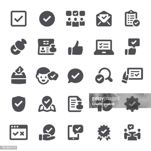 approval icons - liso stock illustrations