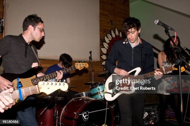 Alex Naidus, Kurt Feldman, Kip Berman and Peggy Wang of The Pains of Being Pure At Heart perform at Mohawk during day three of SXSW Music Festival on...