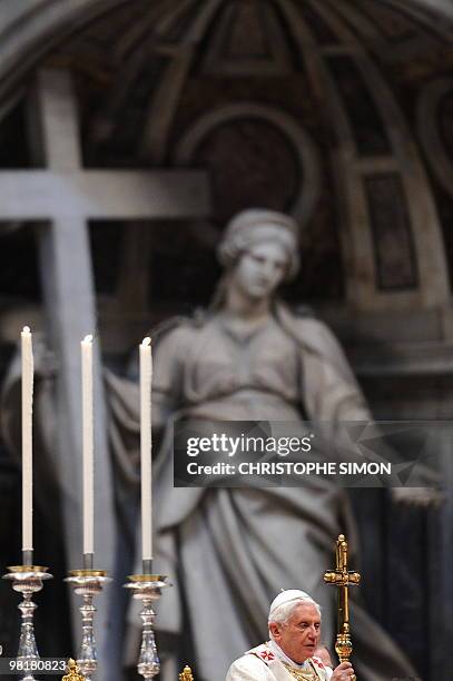 Pope Benedict XVI celebrates the Holy Thursday Chrism mass during the Holy week on April 01, 2010 at St peter's Basilica at the Vatican. Pope...