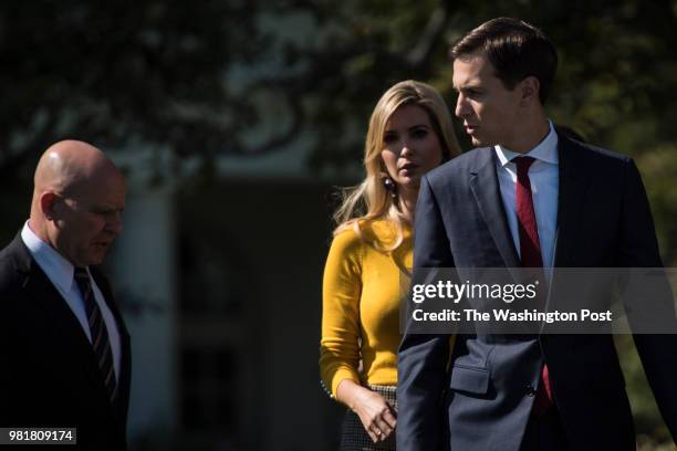 Ivanka Trump and her husband White House Senior Adviser Jared Kushner and national security adviser H.R. McMaster walk out before President Donald...