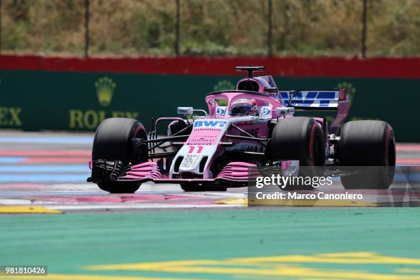 Sergio Perez of Mexico and Sahara Force India F1 Team on track during practice for the Formula One Gran Prix de France.