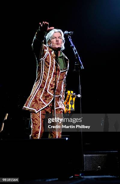 Tim Finn of Split Enz performs on stage at the Rod Laver Arena on 12th June 2006 in Melbourne, Australia.