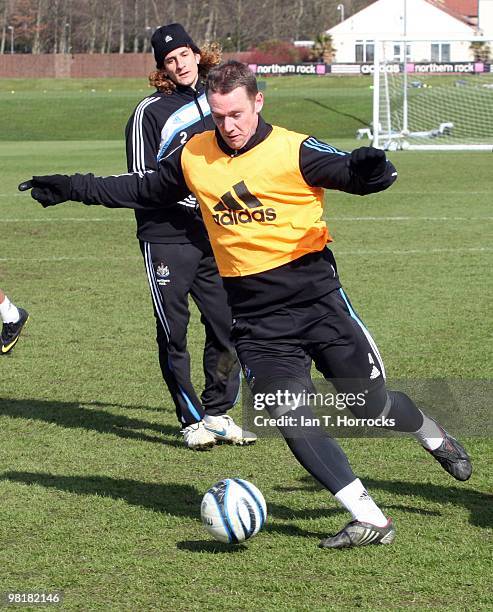 Kevin Nolan during a Newcastle United training session at the Little Benton training ground on April 01, 2010 in Newcastle, England.