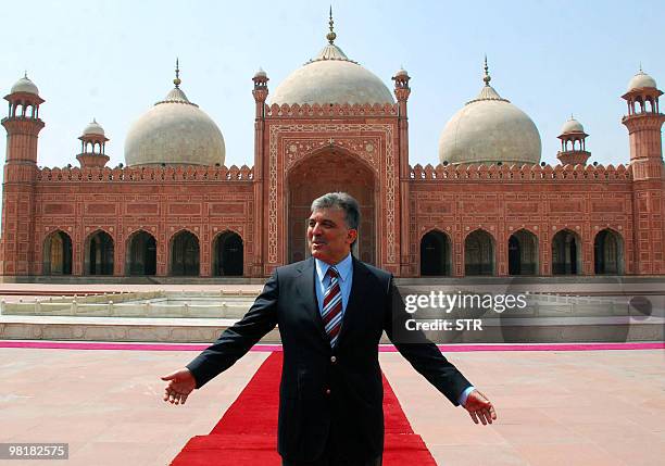 Turkish President Abdullah Gul poses for a photograph at The Badshahi Mosque in Lahore on April 1, 2010. Gul is on a four day official visit to...