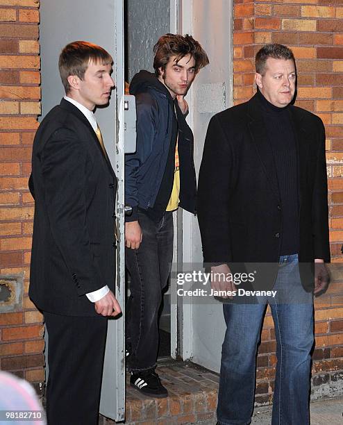 Robert Pattinson leaves "The Daily Show with Jon Stewart" on March 2, 2010 in New York City.