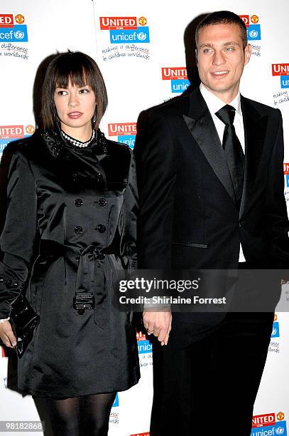 Nemanja Vidic and wife Anna Ivanovic attend the Manchester United `United for UNICEF' - Gala Dinner at Manchester United Museum on November 9, 2008...