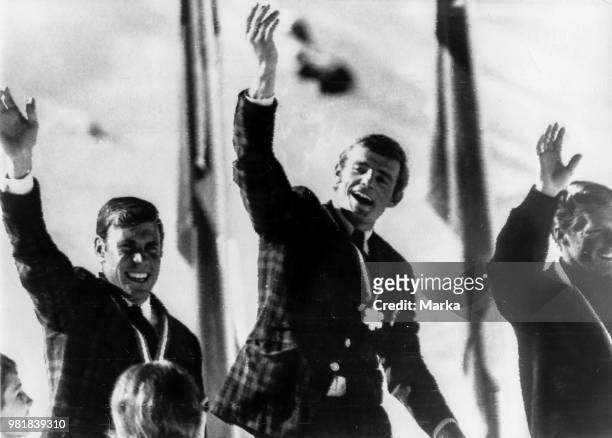 Jean Claude Killy. Leo Lacroix. Ludwig Leitner. Alpine Skiing World Championships. Portillo. Chile. 15 August 1966.