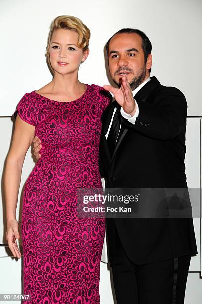 Actress/TV Hostess Virginie Efira and actor Francois Xavier Demaison attend the Cesar Film Awards 2010 - Awards Room at Theatre du Chatelet on...