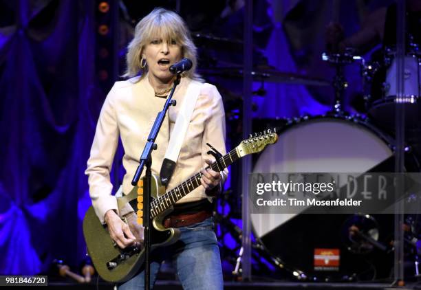 Chrissie Hynde of The Pretenders performs at The Masonic Auditorium on June 22, 2018 in San Francisco, California.