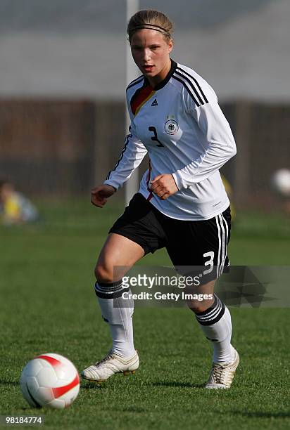 Tabea Kemme of Germany in action during the U19 women international friendly match between Norway and Germany at the FK Backa 1901 Stadium on April...
