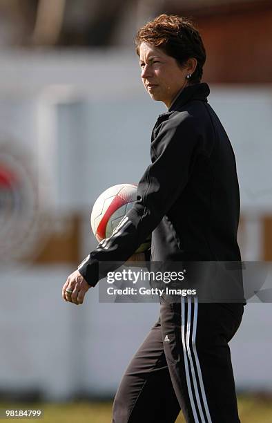 Maren Meinert, head coach of Germany looks on during the U19 Women International Friendly match between Norway orway and Germany at the FK Backa 1901...