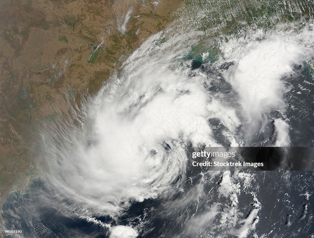 Tropical Storm Bijli draped the east coast of India.