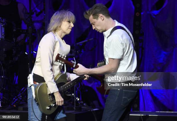 Chrissie Hynde and James Walbourne of The Pretenders perform at The Masonic Auditorium on June 22, 2018 in San Francisco, California.