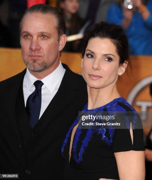 Actress Sandra Bullock and Jesse James attends the 16th Annual Screen Actors Guild Awards at The Shrine Auditorium on January 23, 2010 in Los...