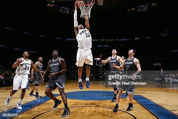 James Singleton of the Washington Wizards dunks against the Orlando Magic during the game on March 13, 2010 at the Verizon Center in Washington, D.C....