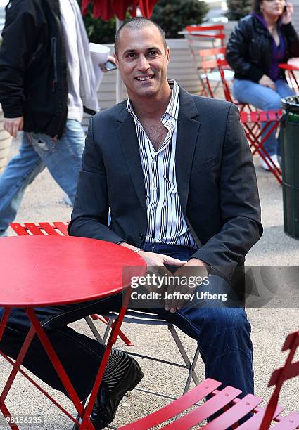 Nigel Barker shoots the "Brit Slap" music video in Times Square on April 1, 2010 in New York City.