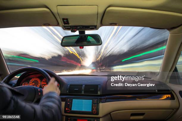 car interior on driving. - auto cockpit bildbanksfoton och bilder