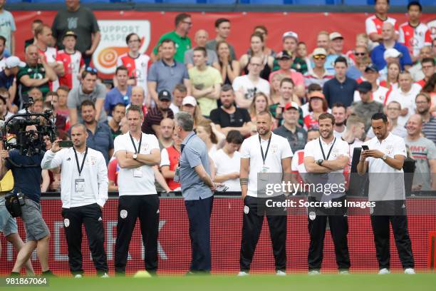 Wesley Sneijder , Andre Ooijer , John Heitinga Rafael van der Vaart , Denny Landzaat during the Dirk Kuyt Testimonial at the Feyenoord Stadium on May...