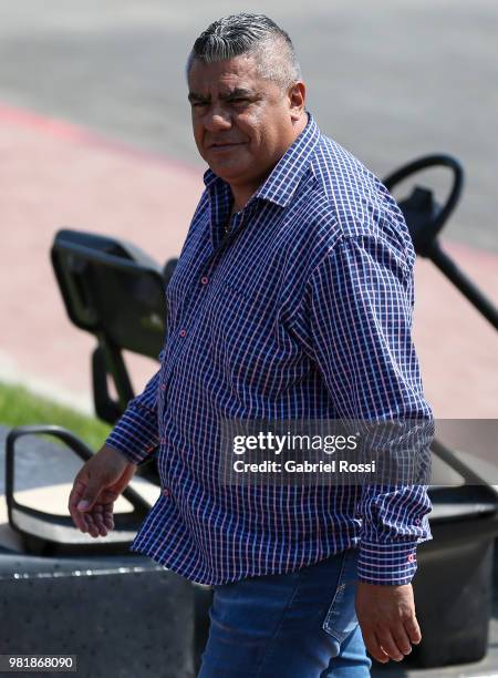 Claudio Tapia President of AFA looks on prior a training session at Stadium of Syroyezhkin sports school on June 23, 2018 in Bronnitsy, Russia.