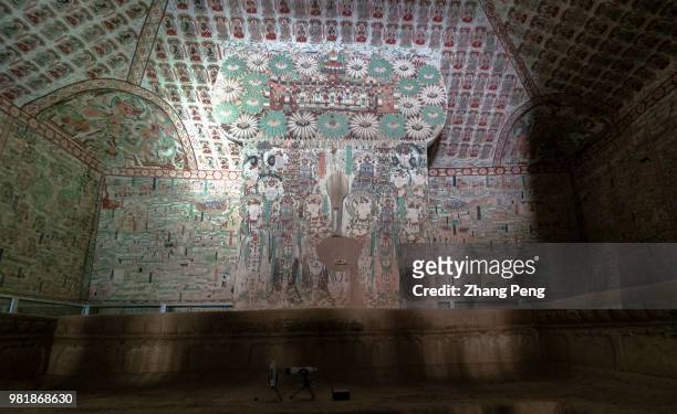 Ancient colorful murals on the cave wall, telling about stories of Buddhism, are mostly artworks of Tang Dynasty . The Mogao Caves, also known as the...