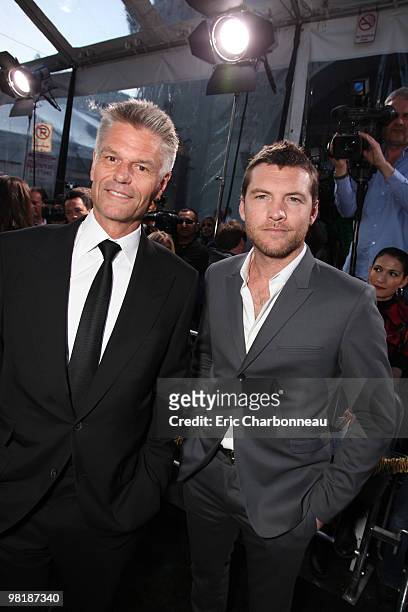 Harry Hamlin and Sam Worthington at Warner Bros. Los Angeles Premiere of 'Clash of the Titans' on March 31, 2010 at the Grauman's Chinese Theatre in...