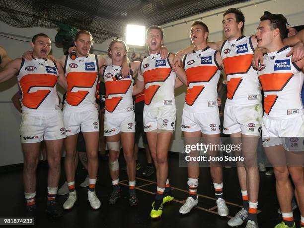 During the round 14 AFL match between the Brisbane Lions and the Greater Western Sydney Giants at The Gabba on June 23, 2018 in Brisbane, Australia.