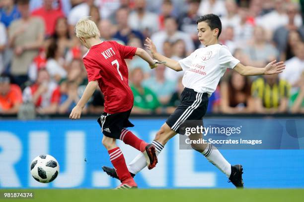 Jorden Kuyt , Shaqueel van Persie during the Dirk Kuyt Testimonial at the Feyenoord Stadium on May 27, 2018 in Rotterdam Netherlands