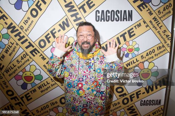 Takashi Murakami attends the "Murakami x Abloh - Technocolo 2" : Press Preview as part of Paris Fashion Week on June 22, 2018 in Paris, France.