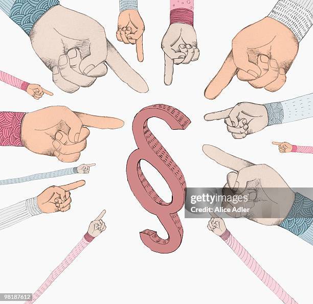 stockillustraties, clipart, cartoons en iconen met hands pointing to a legal citation symbol - verwijten