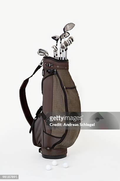 a set of golf clubs - golf bag stock pictures, royalty-free photos & images