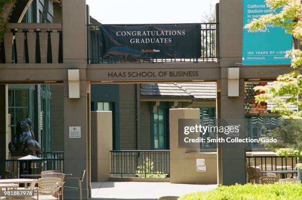 Facade of Haas School of Business on the campus of UC Berkeley in downtown Berkeley, California, May 21, 2018.