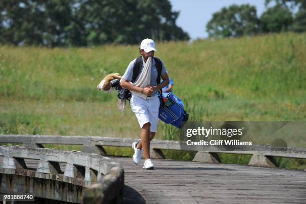 Lynn's Tomas Gana during the Division II Men's Team Match Play Golf Championship held at the Robert Trent Jones Golf Trail at the Shoals, Fighting...