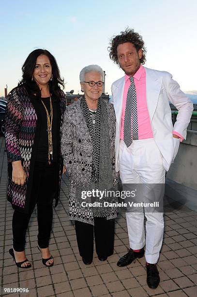 Angela Missoni, Rosita Missoni and Lapo Elkann attend the Press Preview of the "The Museum Of Everything" at the Pinacoteca Giovanni e Marella...