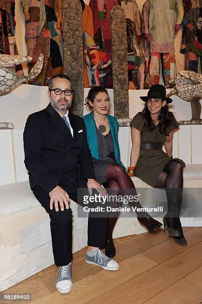 James Brett, Ginevra Elkann and Tamara Corm attend the Press Preview of the "The Museum Of Everything" at the Pinacoteca Giovanni e Marella Agnelli...