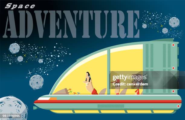 stockillustraties, clipart, cartoons en iconen met ruimtevaart met familie - space shuttle drawing