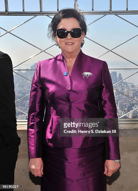 First Lady of Albania Dr. Liri Berisha celebrates World Autism Awareness Day and Autism Awareness Month at The Empire State Building on April 1, 2010...