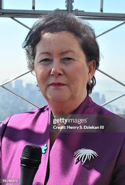 First Lady of Albania Dr. Liri Berisha celebrates World Autism Awareness Day and Autism Awareness Month at The Empire State Building on April 1, 2010...