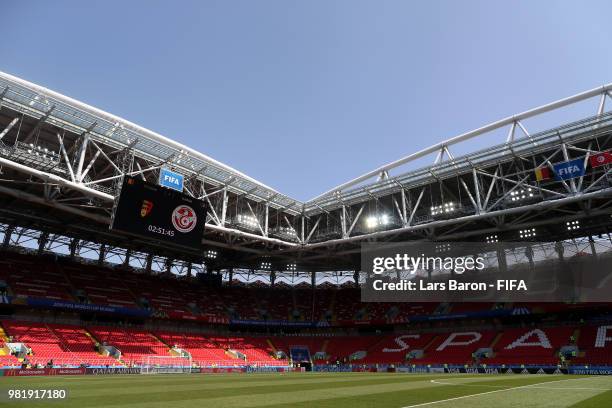 General view inside the stadium during the 2018 FIFA World Cup Russia group G match between Belgium and Tunisia at Spartak Stadium on June 23, 2018...