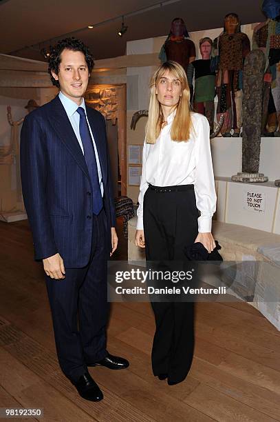 John Elkann and Lavinia Borromeo Elkann attend the press preview of the ''The Museum Of Everything'' at the Pinacoteca Giovanni e Marella Agnelli on...