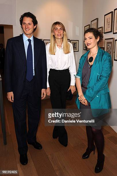 John Elkann, Lavinia Borromeo Elkann and Ginevra Elkann attend the press preview of the ''The Museum Of Everything'' at the Pinacoteca Giovanni e...