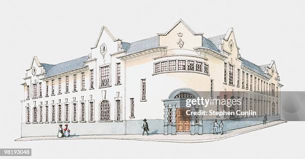 illustration of johannesburg pass office once a symbol of apartheid - segregation stock illustrations