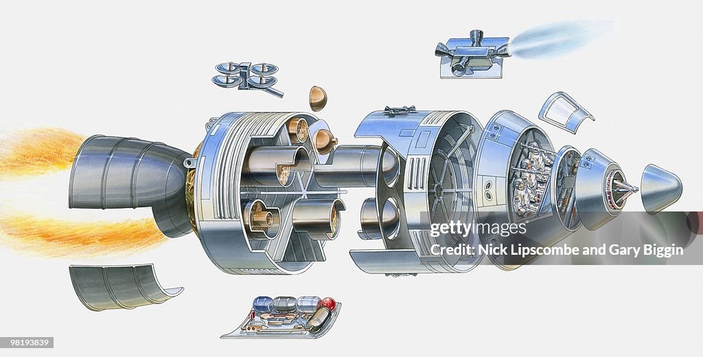 Apollo Service Module Layout Cross Section Illustration Of Apollo Command And Service Module Stock ...