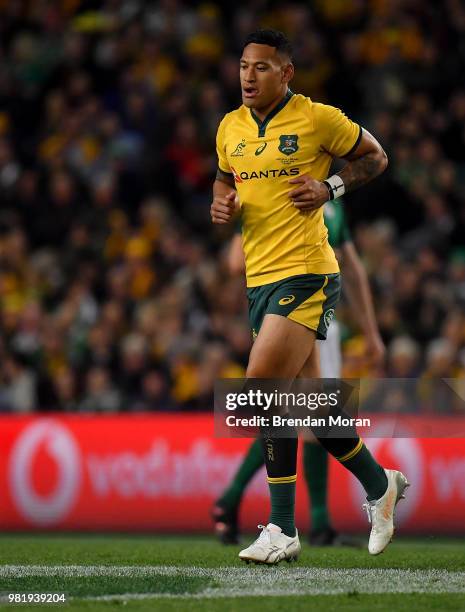 Sydney , Australia - 23 June 2018; Israel Folau of Australia leaves the field after being shown a yellow card during the 2018 Mitsubishi Estate...