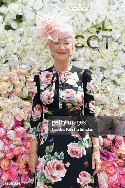 Dame Helen Mirren attends day 5 of Royal Ascot at Ascot Racecourse on June 23, 2018 in Ascot, England.