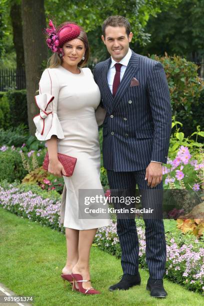 Kelly Brook and Jeremy Parisi attend day 5 of Royal Ascot at Ascot Racecourse on June 23, 2018 in Ascot, England.