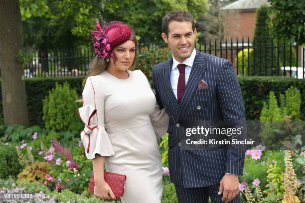 Kelly Brook and Jeremy Parisi attend day 5 of Royal Ascot at Ascot Racecourse on June 23, 2018 in Ascot, England.