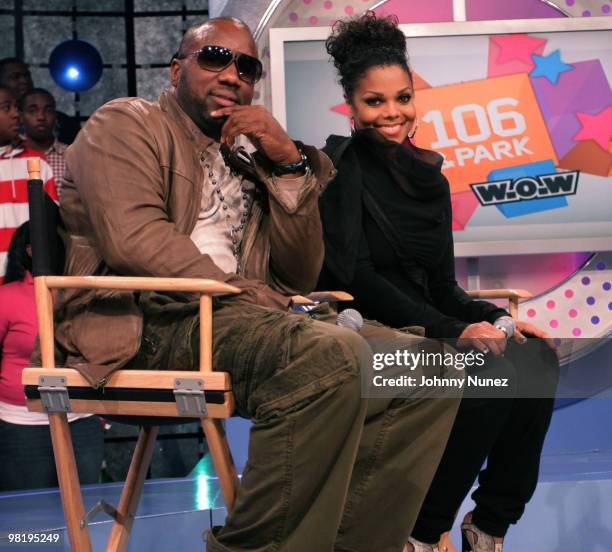 Malik Yoba and Janet Jackson visit BET's "106 & Park" at BET Studios on March 31, 2010 in New York City.
