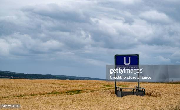 June 2018, Germany, Diekholzen: A mock U-Bahn is in a cornfield near Diekholzen. The Heersum summer festival set up the station as one of eleven...