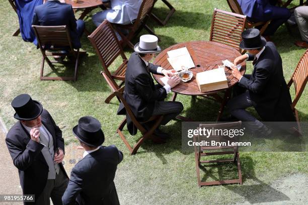 Racegoers attend day 5 of Royal Ascot at Ascot Racecourse on June 23, 2018 in Ascot, England.