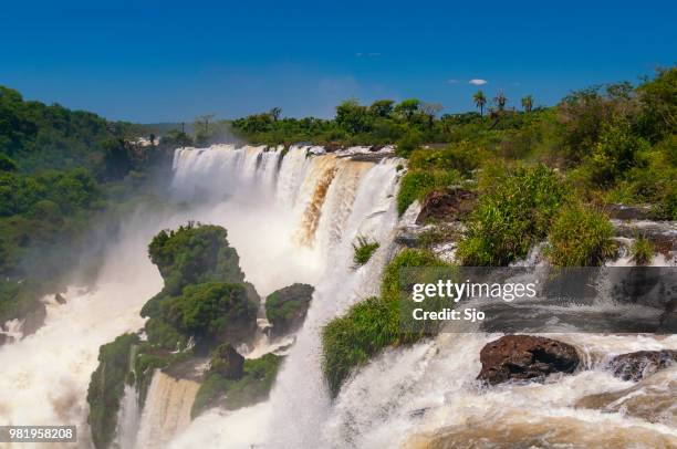 iguazu falls on the border of argentinia and brazil in south america - "sjoerd van der wal" or "sjo" stock pictures, royalty-free photos & images